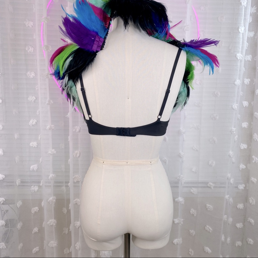 Electric Rave samba Bra feather Top - Picture 3 of 7